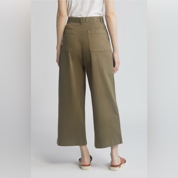 Caslon Nordstrom Women’s Olive Burnt Wide Leg Twill Pants Sz 4 High Rise BNWT - Picture 2 of 12